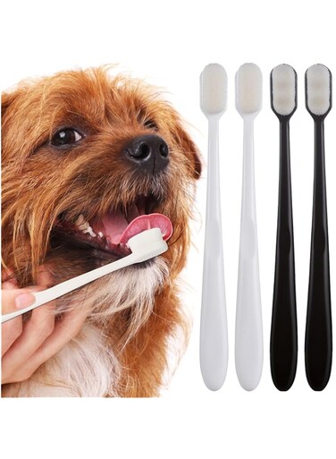 4 Pack Super Soft Dog Toothbrush for Small to Large Dogs Tooth Brushing Designed for Cat Dog Teeth Cleaning &amp; Protecting Pet Dental Convenient Care Puppy Tooth Brush Kit
