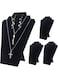 MostNow 4Pack Black Necklace Earring Jewelry Set Display Stand, Foldable Black Velvet Necklace Bust Easel Chain Necklace Holder Organizer Rack for Home or Store Show (Style1)