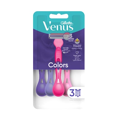venus Colors Woman's Disposable Razor: 3 Razors