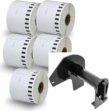 DK-22205 Self Adhesive Compatible Label Tape- 62mm x 30 Meter for QL series Label Printers with 1 pc Reusable PVC Holder (5)