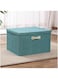 Storage Bins Organizer with Lids, Large Collapsible Linen Fabric Storage Bins with Handles, Containers Organization Baskets Cube for Office, Room Closet Storage Bins (Green, 46 * 35 * 25cm)