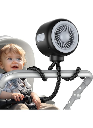 Ankila Oscillating Stroller Fan, Flexible Tripod, Clip-on for Car Seats, USB Rechargeable Battery Operated, 3 Speeds, Quiet Operation - Portable Baby Travel Gear for Camping, Tent, Crib, Bike