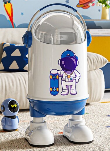 CHIC 12 Liter /3.2 Gallon Trash Bin with Lid,Cute Trash Can,Plastic Garbage Can with Swing Lid, Spaceman Wastebasket for Bedroom, Dorm, Living Room