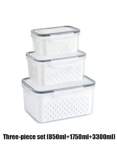 Kitchen Drain Fresh-Keeping Three-Piece Sealed Moisture-Proof Storage Box Microwaveable