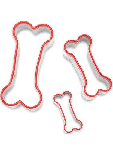 3 Pieces Dog Bone Cookie Cutters Set, Dog Treats Cookie Cutter, Dog Bone Shapes Cutters, Homemade Dog Biscuit Treats Cutters, Coated with Soft PVC for Protection, 2.4" 3.2' 3.9'