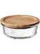 Food Container With Lid, Round Glass/Bamboo400 Ml