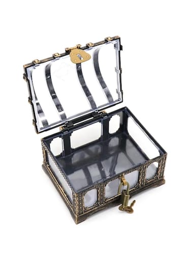 SKEIDO Pirate Treasure Case with Lock Transparent Pirate Jewelry Chest Gemstone Crystal Storage Box Rhinestone Container Toys (Clear)