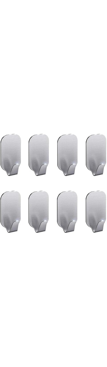 Sulfar Storage Hooks Heavy Duty Wall Hooks Stainless Steel Ultra Strong, No Drill Waterproof Hanger, Grey,(Pack Of 8), LZM122