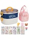 FUIN Bento Box For School, Kawaii Lunch Box, 4 In 1 Stainless Steel Lunch Box Set With Bento Bag, Cutlery, Cookie Bag, 2-Layer Stacked Leakproof Cute Bento Box, Suitable For Travel, Office, Gym (Blue)