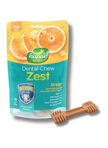 Happi Doggy Dental Chew Zest-Orange-2.5" (18 pieces)-150g