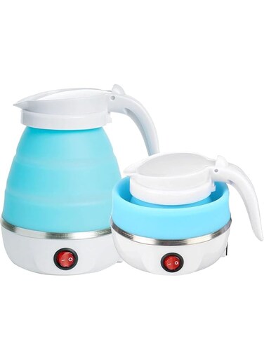 Maga Zone Portable Folding Electric Kettle, Fast Boiling Foldable Kettle with Food Grade Silicone, Boil Dry Protection, Separable Power Cord, Ideal for Travel, Hiking, Camping, and Indoor Use (Blue)