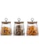 TAPIT Glass Storage Jars with Airtight Lids, Decorative Coffee Bar Container with Airtight Bamboo Lid Metal Ring Canisters Sets for Home Kitchen Storing Candy, Cookie, Nuts, Oatmeal (Taper, 3pcs)