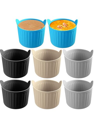 8Pcs Air Fryer Tray&amp;Muffin Tray Set,Silicone Cupcake Molds,Baking Accessories