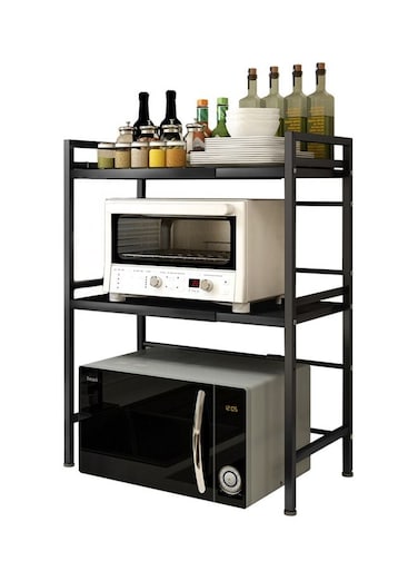 3 Tier Microwave Shelf for Kitchen Counter, Height And Width Adjustable Microwave Oven Rack
