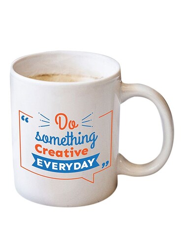 Your Wall Do Something Creative Everyday Printed Coffee Mug White/Blue/Orange