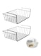 AKDC Household Metal Under Shelf Hanging Storage Bin Basket with Open Front for Organizing Kitchen Cabinets, Cupboards, Pantries, Shelves - Large Pack of 2 (Black) (Black)