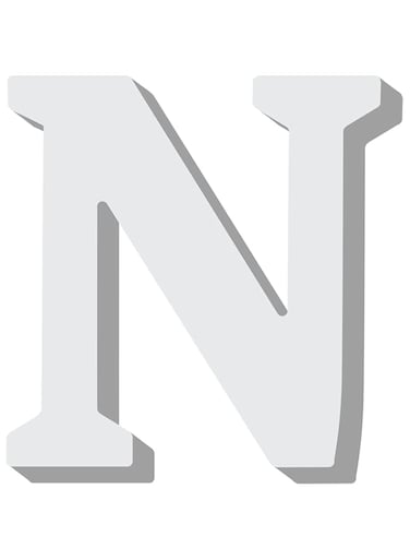 R-moment Rosymoment Alphabet N Wooden Decorative Wall Letter for Children's Bedroom Decor, 18 cm Length, White N, HCR-4701N