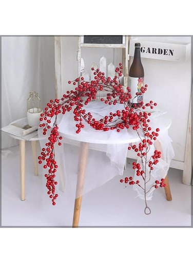 ZW Red Berry Christmas Garland, 6ft Artificial Winter Berry Decor for Fireplace, Indoor/Outdoor Use
