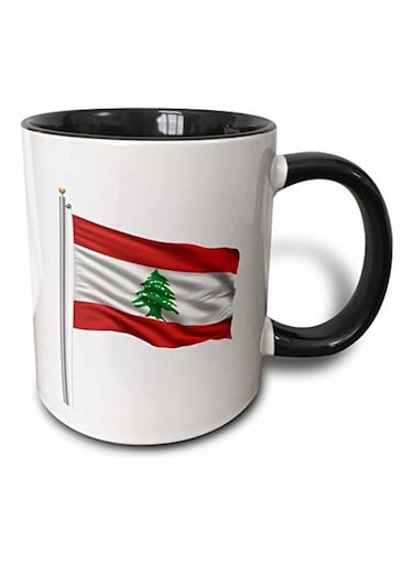 Lebanon On A Flag Pole Over White Lebanese Mug Multicolour