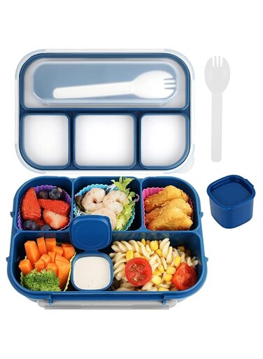Lunch Box Kids, Bento Box Adult Lunch Box, Lunch Containers for Adults/Kids/Toddler,1300ML-4 Compartment Microwave &amp; Dishwasher &amp; Freezer Safe,BPA Free(Blue)