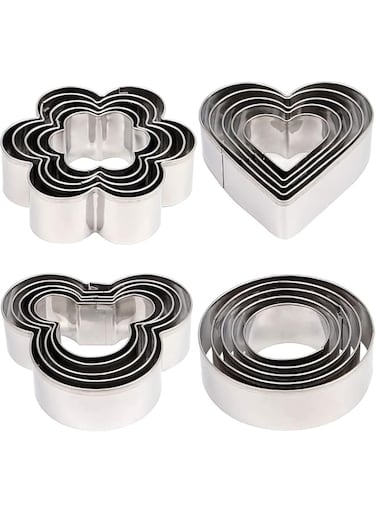 20 Pack Cookie Cutter set, Mini Cookie Cutters, Mickey Heart and Flower Round Shapes, Cookie Cutters Molds, Stainless Steel Baking Tools, Used for Kitchen Baking Family Party