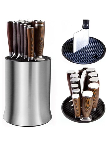 Luckyrao Universal Knife Block Holder, 304 Stainless Steel Without Knives, Detachable for Easy Cleaning, Rust Proof，Durable