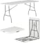 SKY-TOUCH Folding Lightweight Trestle Outdoor Camping Table,Heavy Duty Plastic Outdoor Folding Picnic Table,Folding Trestle Table For BBQ Party, Folds in Half with Carry Handle,White(180&times;75&times;75cm)