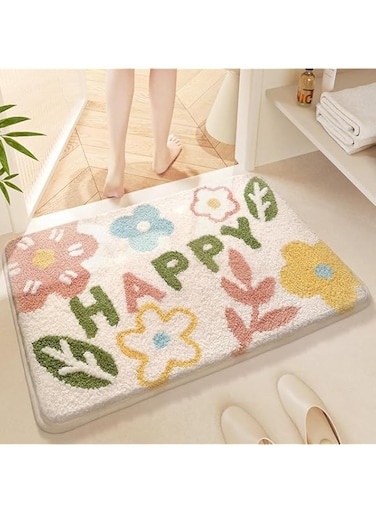 ULINEN Bathroom Rug Non Slip Bath Mat, Soft Absorbent Microfiber Bath Rugs Leaf&amp;Floral Bath Mat Rugs Bathroom Mat Machine Washable Bath Rug for Floor Doormat (40 * 60cm, A)