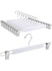 Amber Home 36cm White Wooden Pants Hangers 10pcs, Smooth Wood Skirt Hanger Organizer with Adjustable Anti-Slip Chrome Clips, Space Saving Solid Clothes Hangers Rack for Bottoms Jeans Slacks Trousers&hellip;