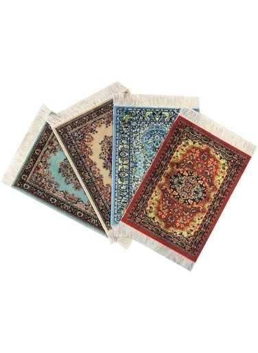 Wovenrugs 4 Beautiful Floral Drink Coasters &acirc;&euro;&ldquo; Oriental Carpet Designs &acirc;&euro;&ldquo; Absorbent Glass Mats