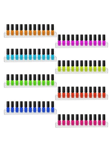 8 Pieces Acrylic Nail Polish Wall Rack, Wall Mounted Shelf, Clear Acrylic Nail Polish Holder Organizer, CD Holder (14 x 1.6 Inch)