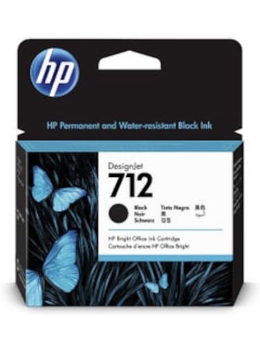 712 3ED71A 80-ml Genuine Ink Cartridge with Original Ink, for DesignJet T650, T630, T250, T230 &amp; Studio Large Format Plotter Printers and 713 DesignJet Printhead Black