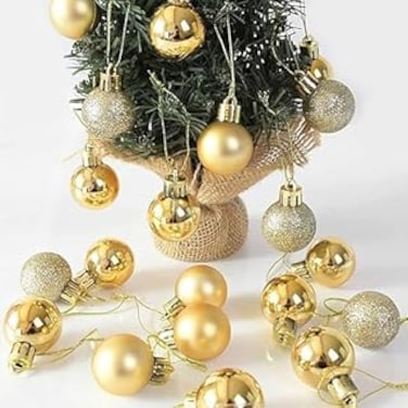 24 pcs 3CM Christmas Tree Baubles Balls Decor Hanging Ornament for Xmas, Christmas Christmas Tree Decoration Ornament - Christmas Decorations Items - Christmas Gifts (24 Pcs) Gold