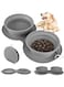 Bolivia's Collapsible Dog Bowls, 2 in 1 Portable Silicone Travel Pet Feeder Bowl, Expandable Pet Food and Water Double Bowl, Cat Feeder Dish with Carabiner for Traveling, Hiking, Walking, Camping