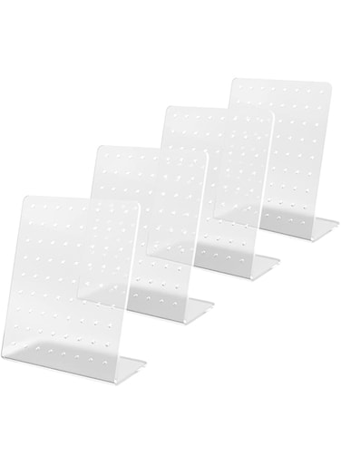 4 Pcs Earring Holder, 72 Holes Earrings Ear Studs Jewelry Acrylic Show Display Rack Stand Stud Earring Organizer Holder Showcase Plastic Earring Stud on Holders for Commercial Display Household