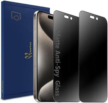Matte Privacy Screen Protector for iPhone 16, 2 Pack, Anti-Glare, Anti-Spy, Scratch Resistant, Tempered Glass Film (iPhone 16)