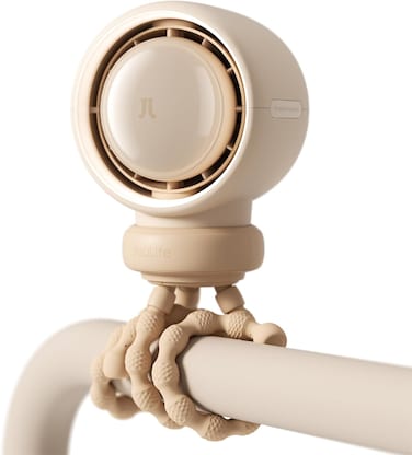 JISULIFE Baby Stroller Fan Portable, Small Battery Operated Fan, Car Seat Fan with 5 Speeds, Air Purify and Air Enhance Tech, Bladeless, Food-Grade Gifts Fan for Outdoor, Treadmill, Golf - Brown