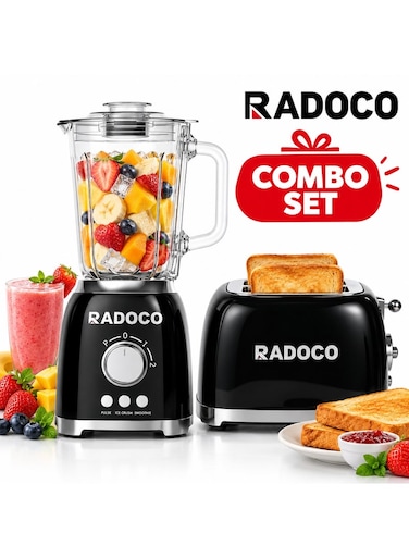 Radoco Blender and 2-Slice Toaster Combo - Black