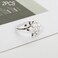 2 PCS Charms Tolive Tree Branch Leaves Adjustable Open Ring for Women(Silver)
