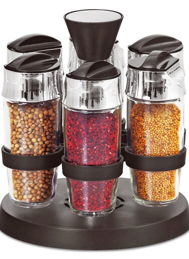 Spice Rack Kitchen Set Holder Jar Storage Glass Bottles for Pantry storage Salt and More Cabinets for Storage by Home Smart