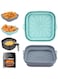 Azonee Silicone Mould for Hot Air Fryer - Pack of 2 Reusable Airfryer Silicone Insert Accessories, Non-Stick Pot Liner for Air Fryer, Oven, Microwave - Foldable Square Mat (Blue + Grey)