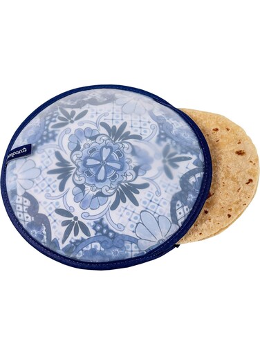 Tortilla Warmer Blue Insulated Food Warmer Pouch Microwave Safe Keeps Tortillas Bread Chapati Warm Reusable Fabric Warmer for Kitchen Dining Picnic Portable Heat Retention Bag