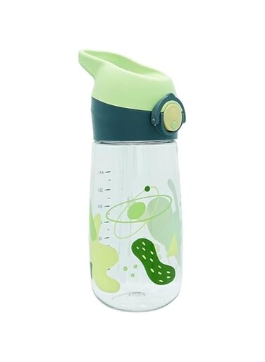 BrainGiggles Tritan Water Bottle for Kids with Straw &amp; Handle - 480 ml BPA Free Kids Water Bottles, Leakproof Water Bottle with Straw, Kids Water Bottle For School, Toddler Water Bottle (Green)