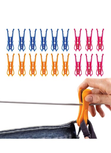 Hegs Clothespins with Hooks, Heavy-Duty Anti-Rust Laundry Clips for Clothes Drying, Multi-Purpose Hanging Pegs with Strong Durable Grip, 18-Pack, Ideal for Indoor &amp; Outdoor Use, Colorful