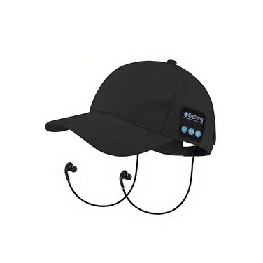 Music Hat Bluetooth Earbud 2-in-1 Wireless Sport Cap - Black