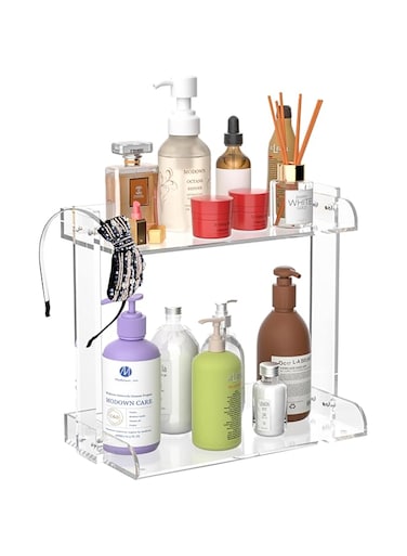 Sezanrpt 2 Tier Bathroom Organizer Countertop, Anti-Slip, Waterproof, Moisture-Proof Kitchen Organization Shelf Rack, Clear Acrylic Makeup Organizer, Dresser Organizer Countertop&hellip;