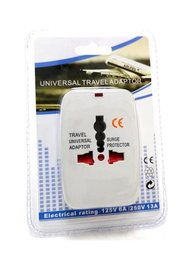 Universal Travel Adapter Type C, World Travel Power Plug With 2 USB, All In One Travel Plug Adapter For EU/US/UK/AU  (White)