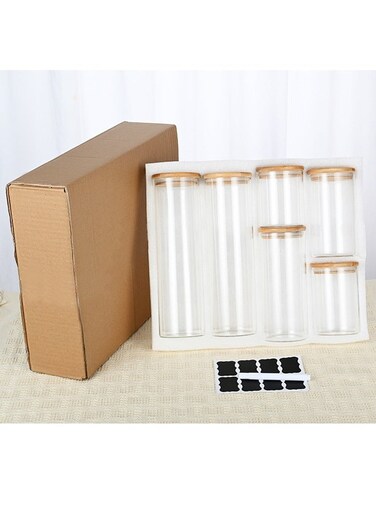 Piece Glass Food Storage Container Set - Airtight Bamboo Lids - Kitchen Cabinet Organizers