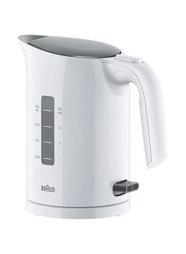 Braun Household &quot;Braun PurEase Kettle, 1L, 2200 Watts, 3-Way protection, Rapid boil system 45sec WK3000 WH Electric Kettle - White 