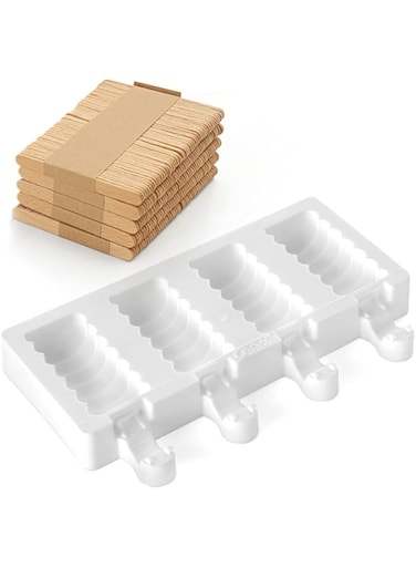 Silikomart Mini Ice-Cream Silicone Bar Mould Set, Tango, White